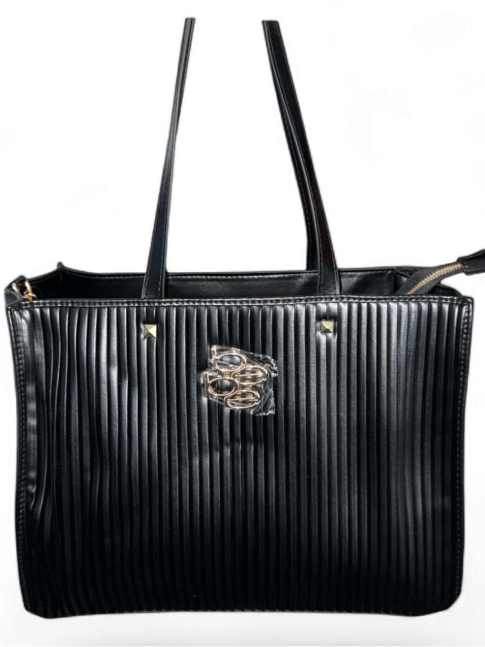 BEBE Nadine Black Vegan Leather Shoulder/Tote Bag - NWT